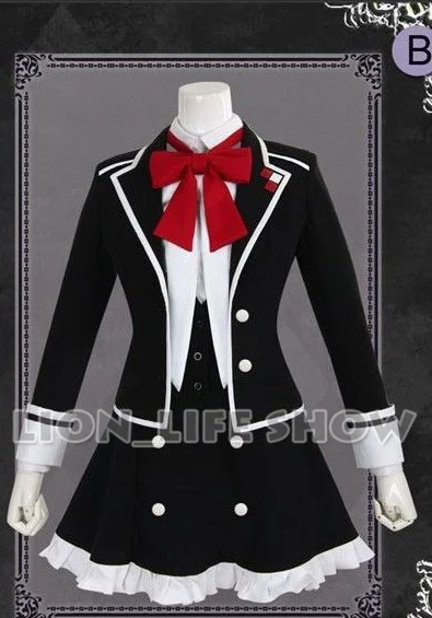 Black Silver Button DIABOLIK LOVERS Yui Komori Uniforme Scolaire; костюм для косплея; 2 цвета - Цвет: Black Silver Button