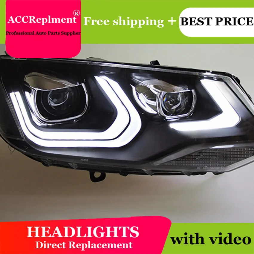 Автомобильный Стайлинг VW Touareg фары 2013 2015 двойной Angel eye led drl H7 hid Bi Xenon объектив фара