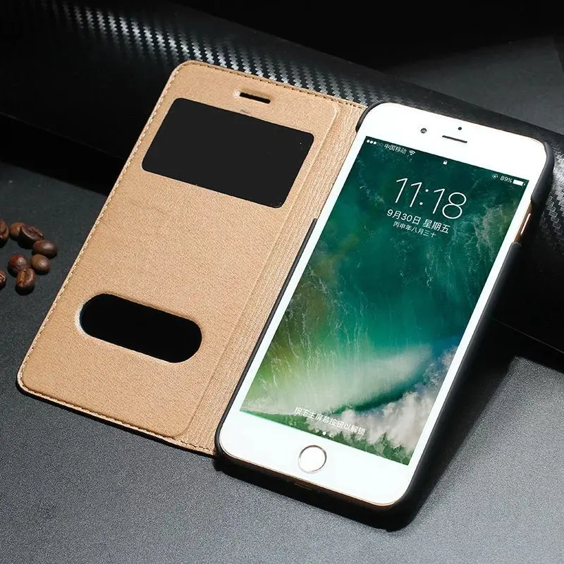 SS Window Smart Cover чехол для iPhone 7 Plus высокого качества из натуральной кожи телефона |