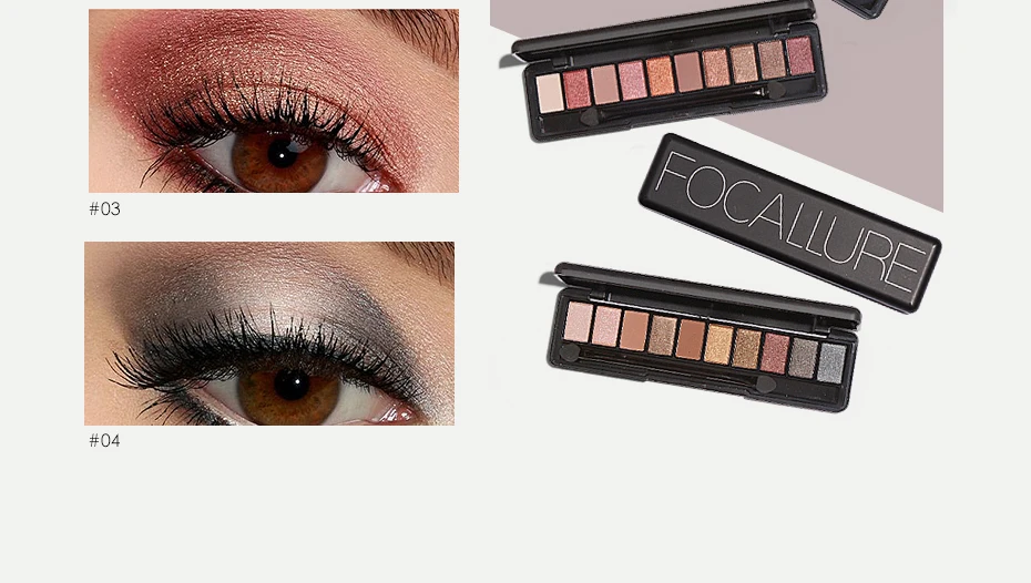 FOCALLURE 10 цветов Палитра теней для век Pro Earth Makeup с кистью Smoky Eye Shimmer Matte Mineral Водонепроницаемые Наборы