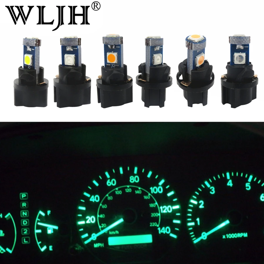 WLJH 10x Автомобильный светодиодный 74 T5 клиновидная лампа приборной панели, кластер, светодиодный светильник T5, приборная панель, светодиодный индикатор, лампы для Volvo V70