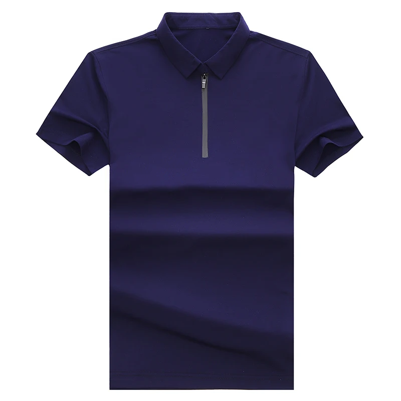 MIACAWOR оригинальные мужские рубашки поло на молнии одноцветные Homme приталенная