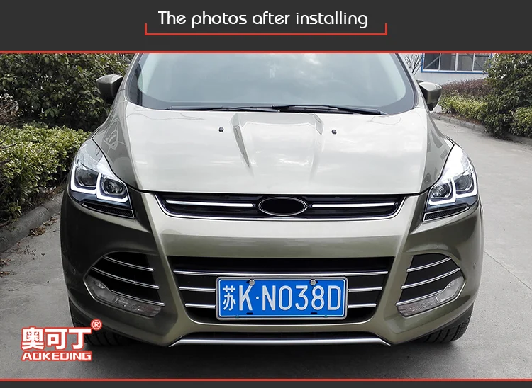 AKD Тюнинг автомобилей фары для Ford Escape KUGA 2013 светодиодные фары DRL ходовые огни биксеноновые фары Противотуманные фары с ангельскими глазками авто