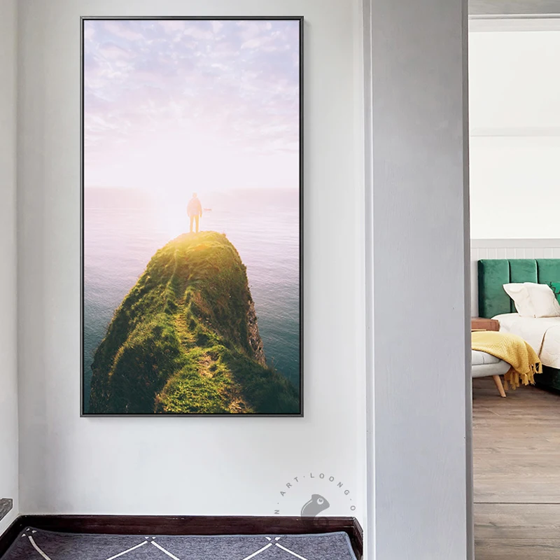 Скандинавская картина восхода и гор с изображением Морского Пейзажа плакаты