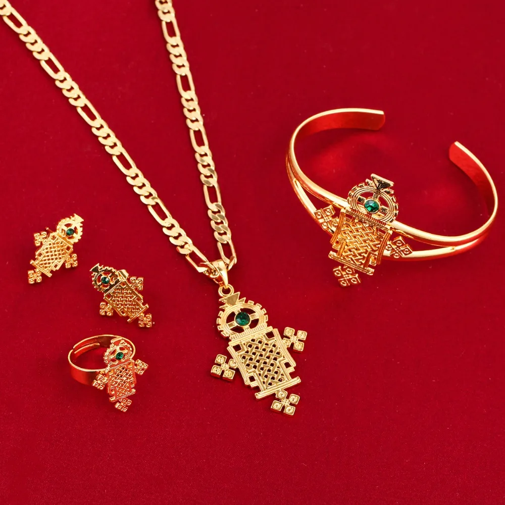 Новое поступление комплекты ювелирных украшений из эфиопской кожи 24 к золотого