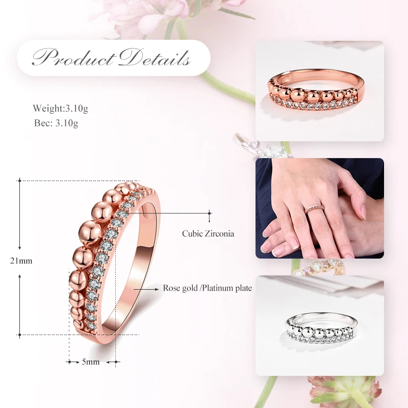 Кольцо женское из розового и белого золота с прозрачными круглыми