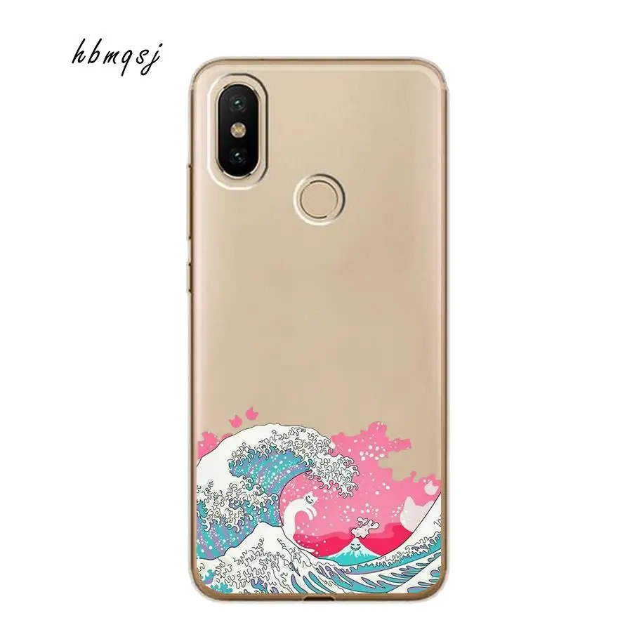 Soft tpu for xiaomi mi a2 lite redmi 6 pro case 5.84 inch silicone cartoon sidi shark surf mobile phone back |