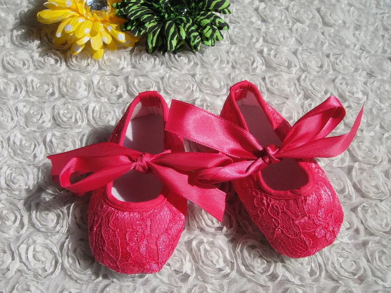 Baby Lace Silk Crib Shoes Infant Girls Boys First Walker Shoes with Ribbon Bow Newborn Cotton Toddler Shoes 0/18M 4sizes 30Pcs