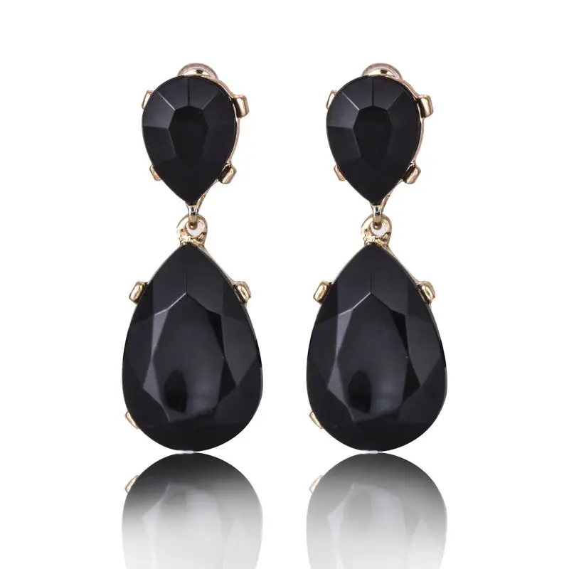 e095black Новые Кристальные серьги Модные для женщин красные/розовые Самоцветы серьги-гвоздики Свадебные ювелирные изделия - Окраска металла: e095black