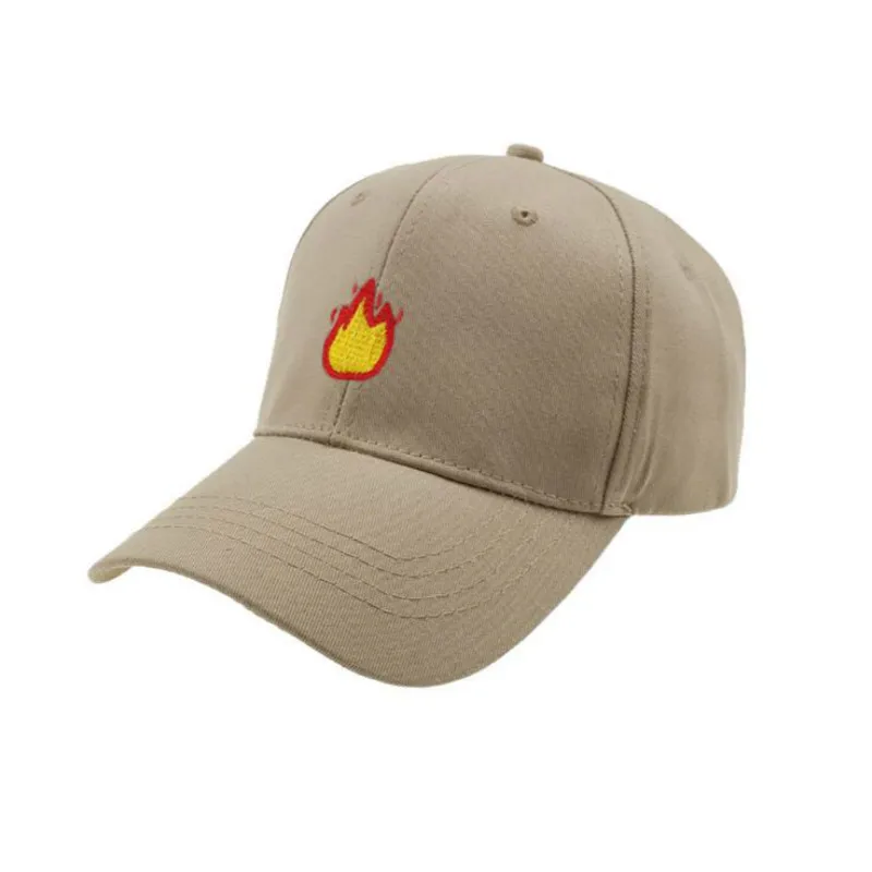 Хаки Вышивка огонь бейсбольная кепка для мужчин Уличная Snapback женская шляпа хип-хоп кепка пламя K поп папа шляпа Kpop Дальнобойщик Кепка Прямая - Цвет: Хаки
