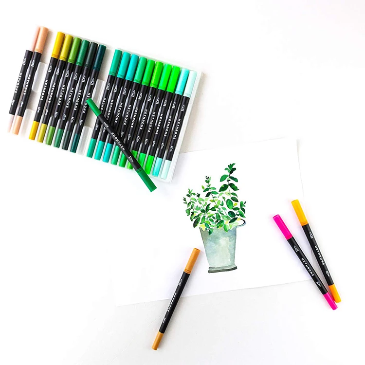 Hethrone 100 цветная ручка FineLiner, ручка для рисования, акварельные товары для рукоделия, фломастеры, двойные кончики, кисть, граффити, наборы, подарок