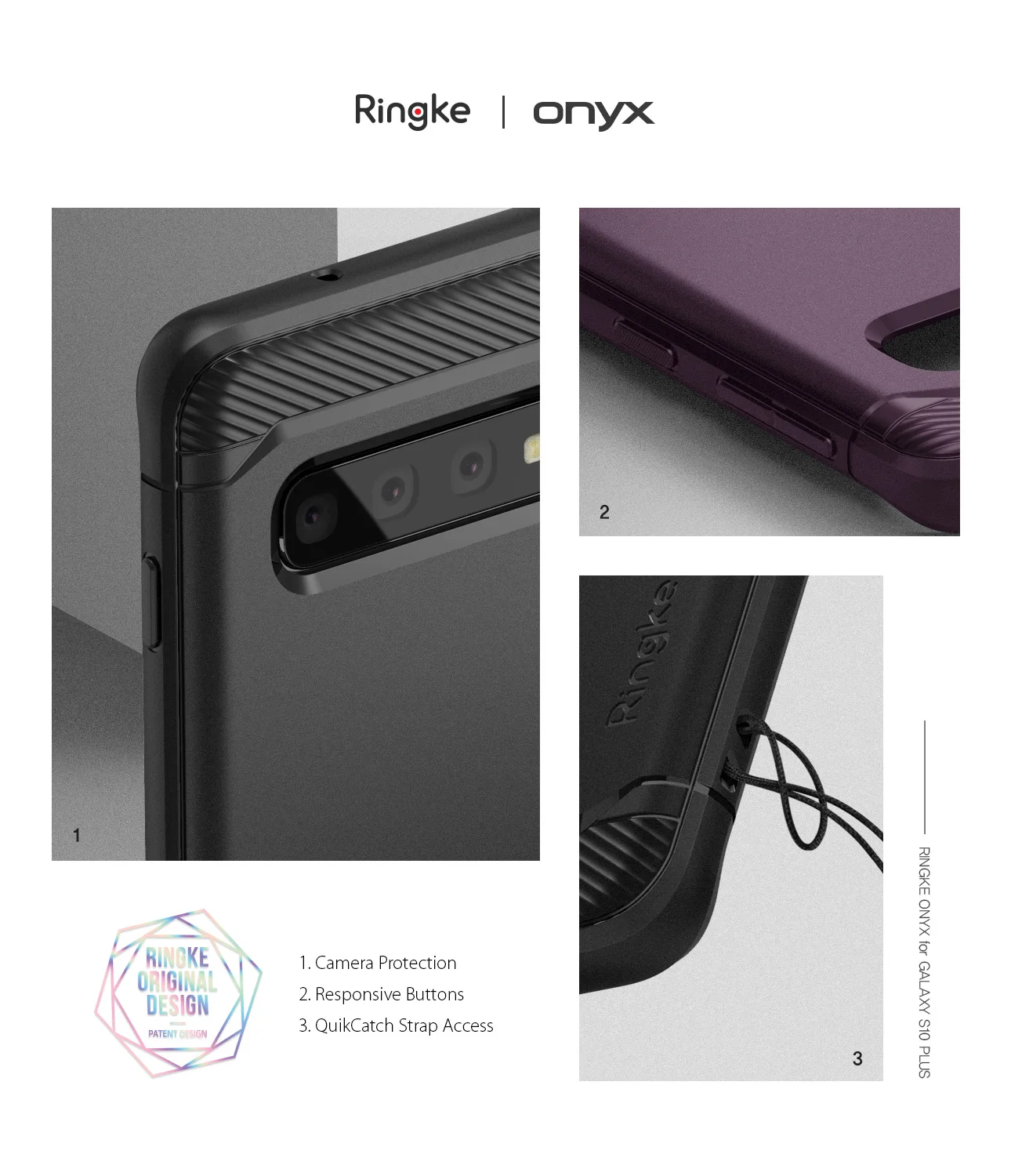Rearth Ringke Onyx Rugged Flexible Durable Anti-Slip TPU Shock Absorbent Case for Samsung Galaxy S10 / Plus S10E |