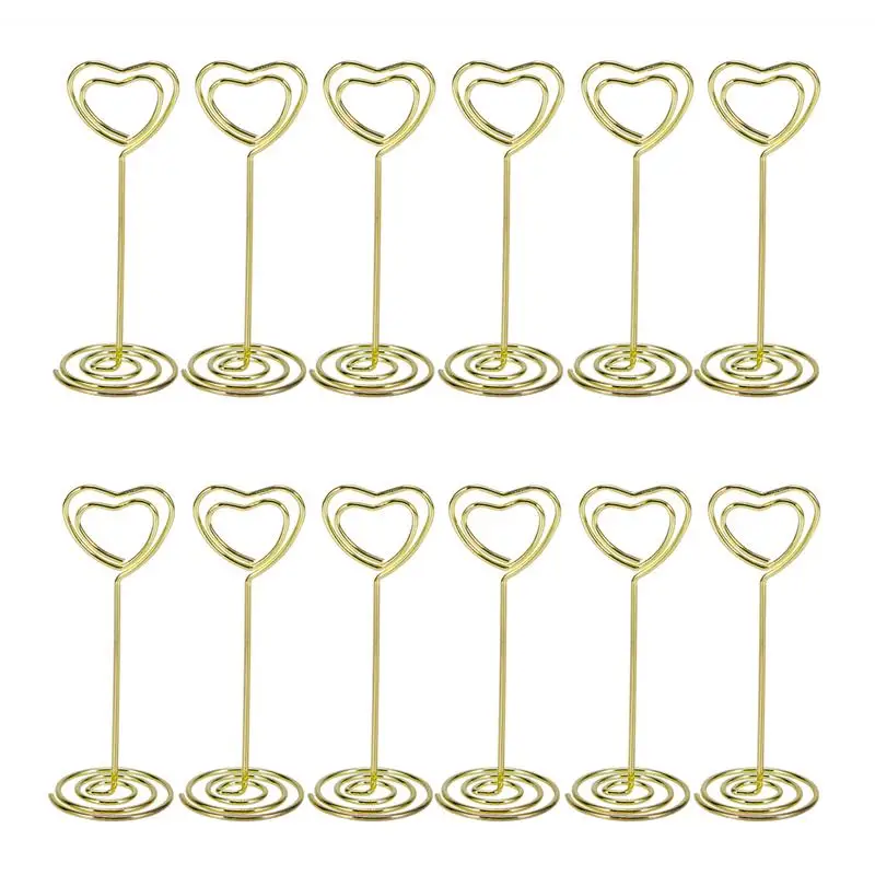 12 шт в форме Золотого сердца фото держатель подставки настольные под номера