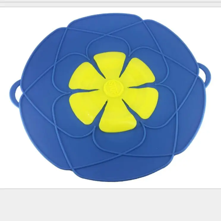 Cooking 3D Flower Silicone Lid Spill Stopper Anti-overflow splash Silicone Cover For Pot Pan Eco-Friendly Kitchen Tools 10" - Цвет: Синий