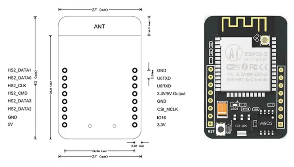 ESP32-CAM WiFi+ Bluetooth модуль ESP32 серийный к WiFi с модулем камеры/ESP32-CAM макетная плата с модулем ESP32-S