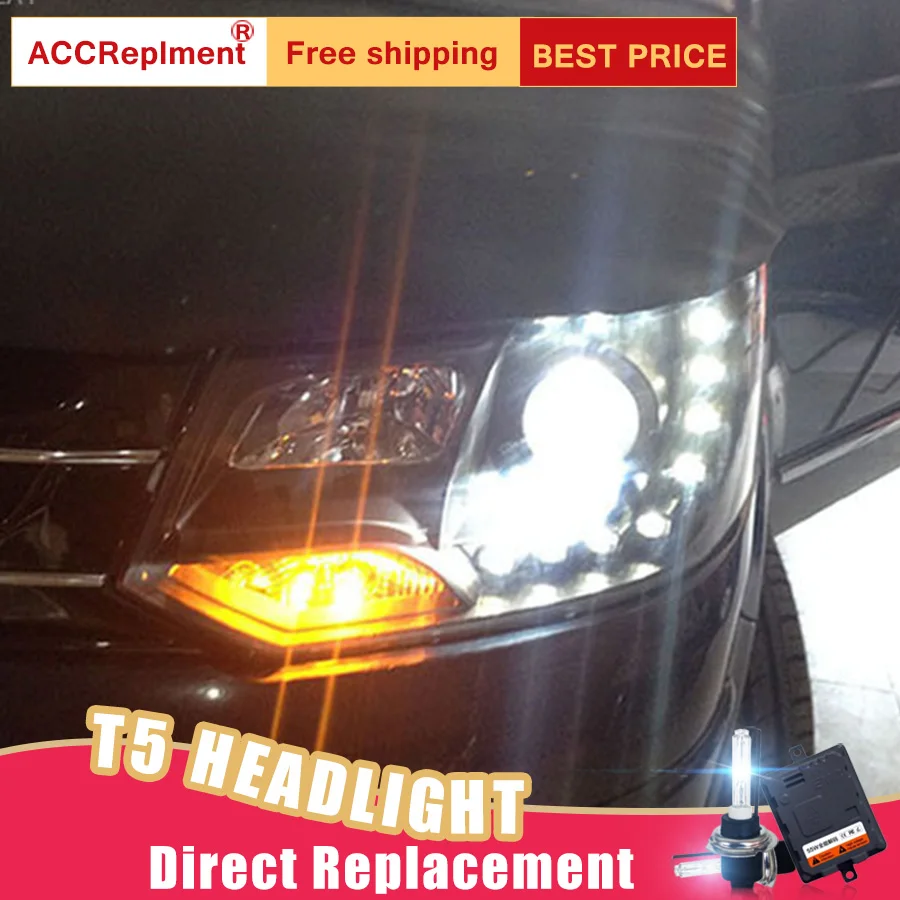2Pcs LED Headlights For vw t5 2010-2014 led car lights Angel eyes xenon HID KIT Fog Daytime Running Lights | Автомобили и