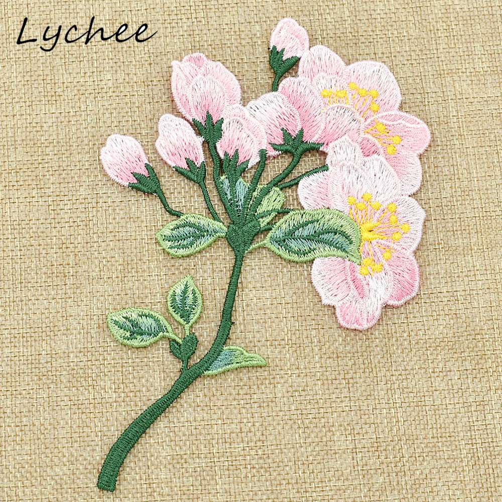 Lychee винтажная вышитая нашивка в виде пиона сделай сам для рукоделия женщин шитья