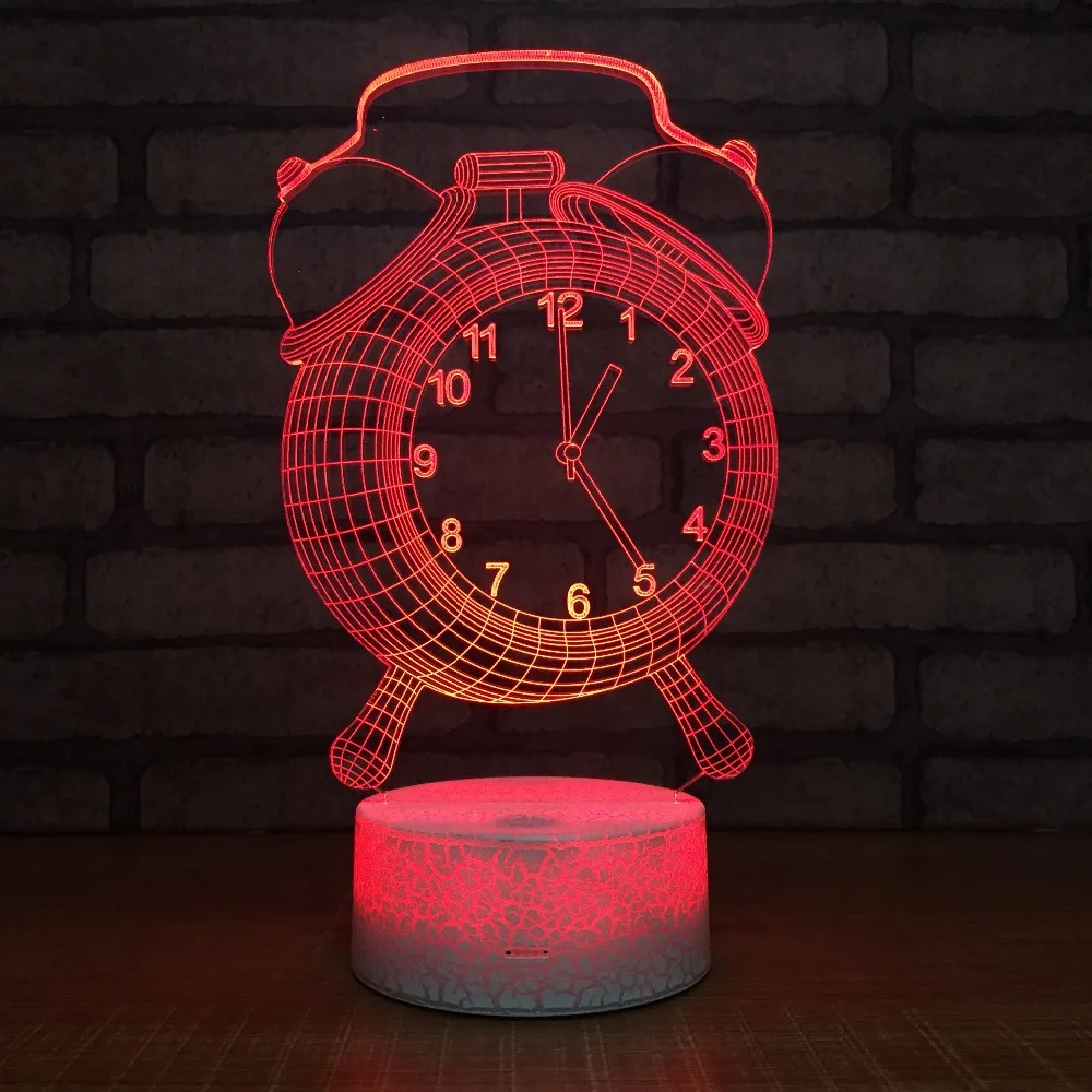 Модель будильника 3D USB Светодиодная лампа 7 цветов изменение визуальной иллюзии