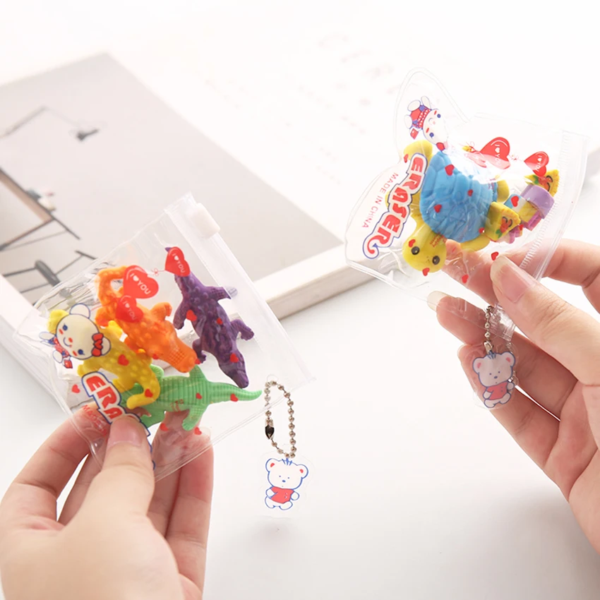 

Cartoon Dinosaur Altman Crocodile Shape Eraser Vegetable Pencil Erasers for Wiping Student Stationery School Office Supplies