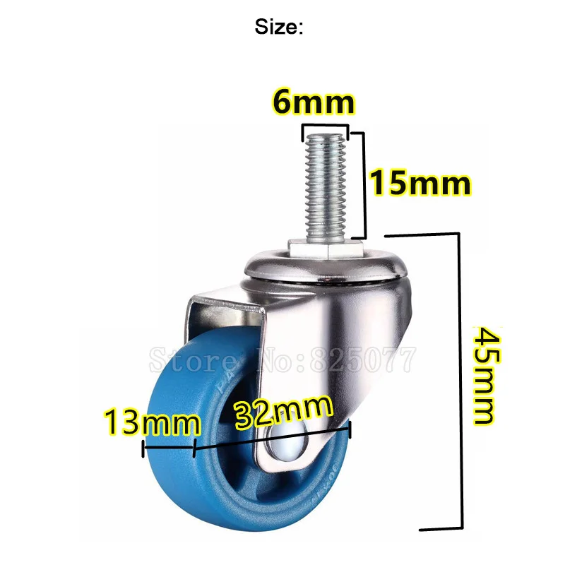 

4PCS Mini 1.25" Mute Wheel Loading 20kg Replacement Swivel Casters Rollers Wheels With M6*15 Screw Rod Furniture Hardware JF1586