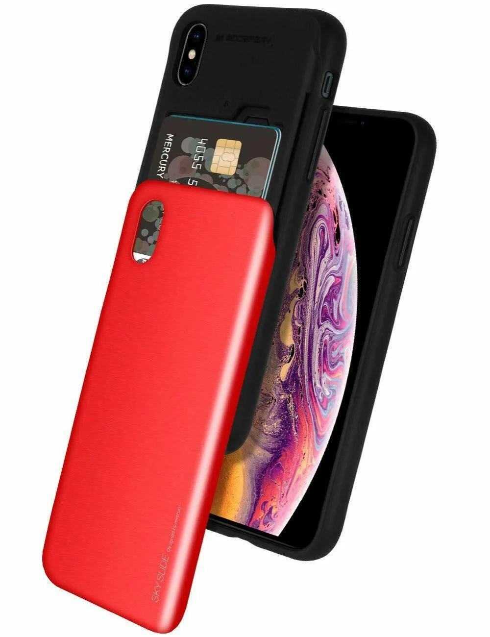 Mercury Goospery Sky Slide Bumper задний слот Держатель для карт Жесткий Чехол для iPhone XS XR Xs Max