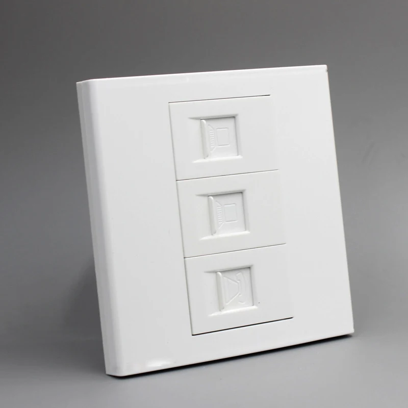 CAT3 RJ11 розетка для телефона с двойным сетевым портом CAT5E RJ45 Lan настенная 86x86 мм