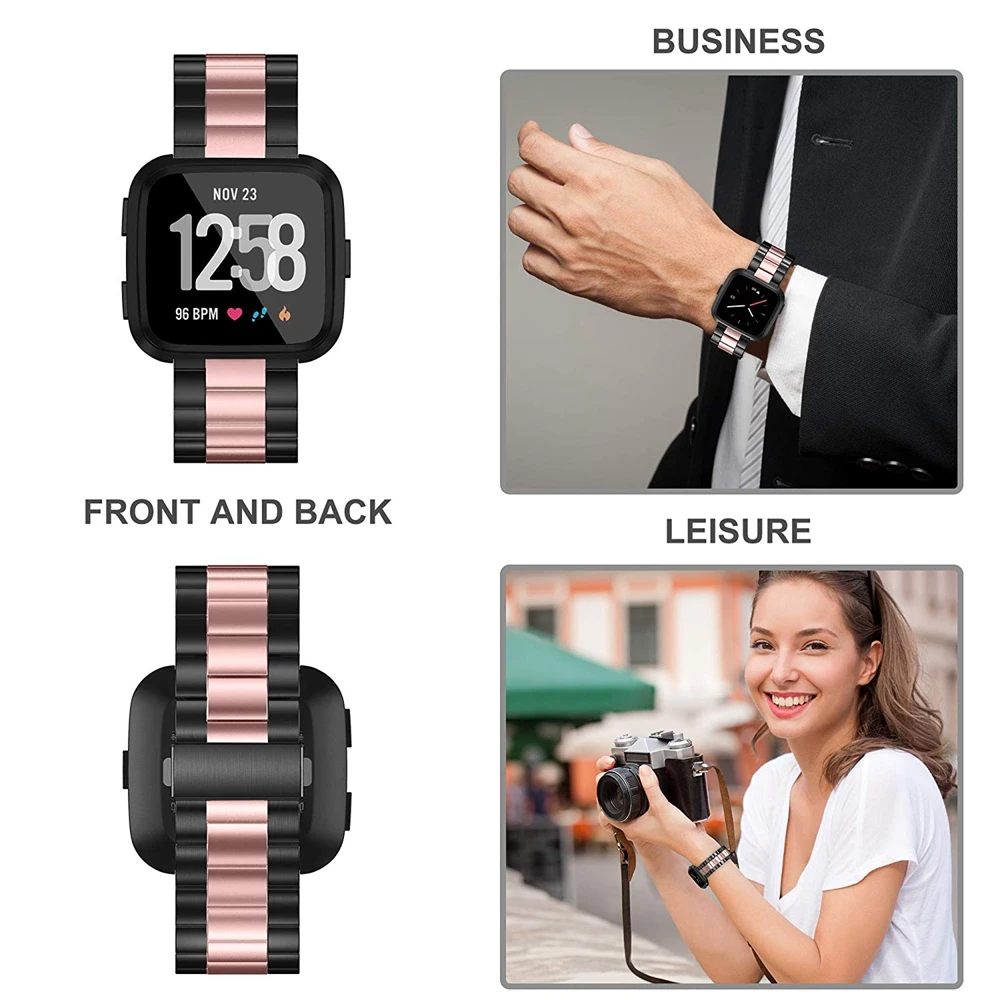Ремешок для часов Toyouths из нержавеющей стали Fitbit Versa ультратонкий легкий сменный