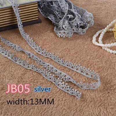 JB05 SILVER Модный другой стиль, Золотая Водорастворимая Вышивка, корона, цветок, кружевная ткань, исламский платок, аксессуары для волос, кружевная отделка - Цвет: JB05 SILVER
