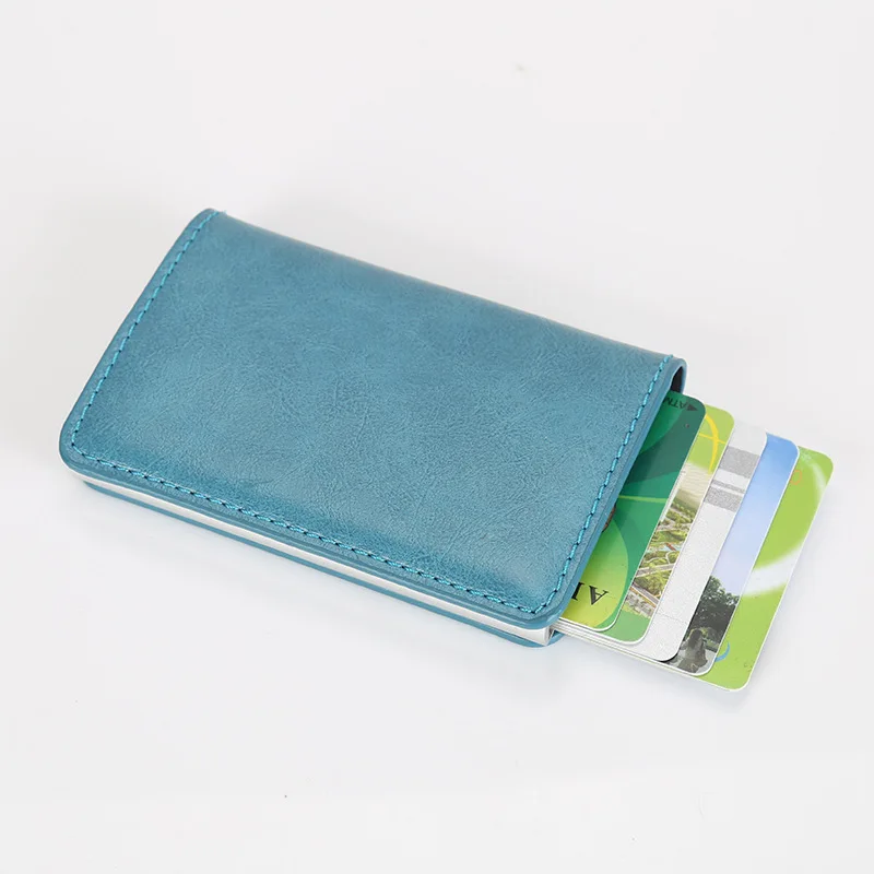 light blue VM Мода поцелуй RFID от кражи Кисточки безопасности один Алюминий box кошелек кредитных карт и ID Держатели Чехол держатель тонкий Кошелек - Цвет: light blue