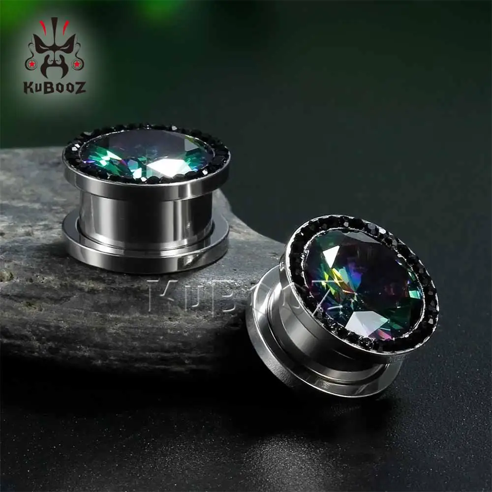 Style 2 KUBOOZ винт для пирсинга ушные измерители штекер туннельный расширитель стальные серьги ювелирные изделия для тела носилки модные кольца подарок 2 г 0 г 00 г 2 шт./лот - Окраска металла: Style 2