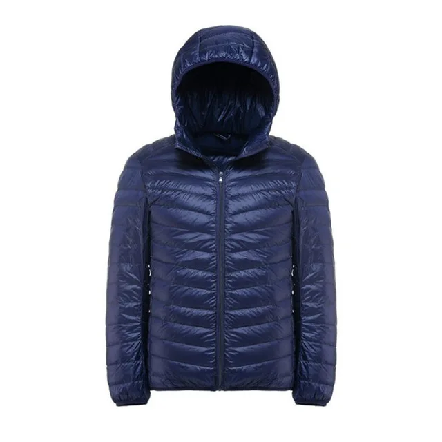 Navy Blue Зимние повседневные куртки мужские осень 90% белый пуховик мужской сверхлегкий теплый пуховик с капюшоном Мужские ветрозащитные лёгкие парки - Цвет: Navy Blue