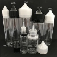 100pcs empty fat e liquid bottles 10ml 15ml 30ml 60ml 100ml 120ml pet long plastic dropper vials for e juice