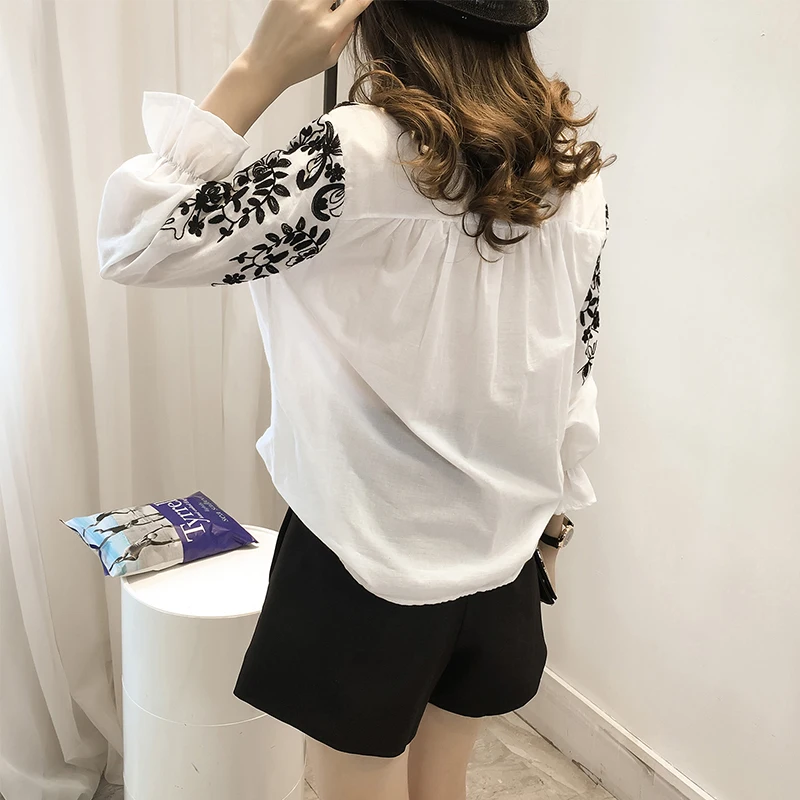 Размера плюс топы белого цвета женская блузка Одежда Blusas Mujer De Moda 2021 и длинными