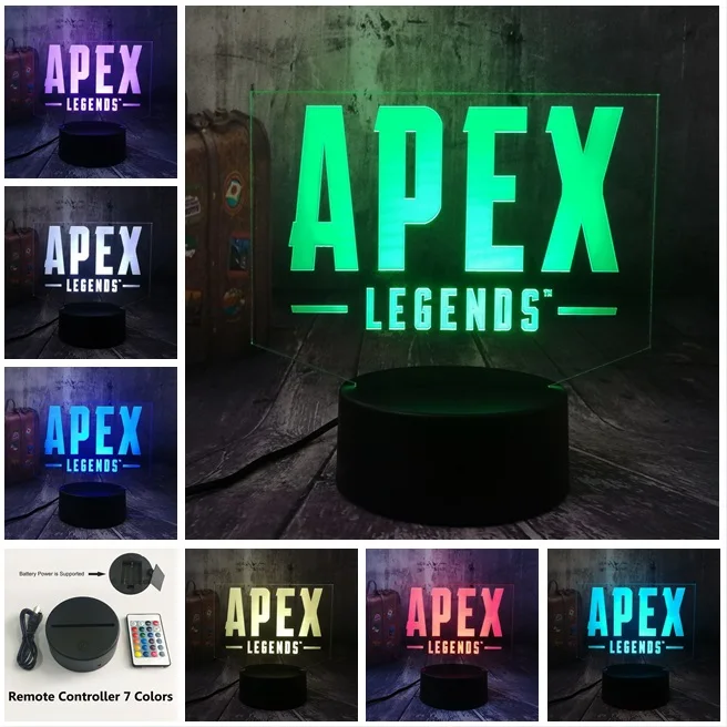 Remote One 7 Color Новинка Apex Legends Battle Royale Game PUBG TPS ночной Светильник 3D светодиодный настольный светильник для мальчиков подростков детская игрушка домашний Декор Рождественский подарок - Испускаемый цвет: Remote One 7 Color