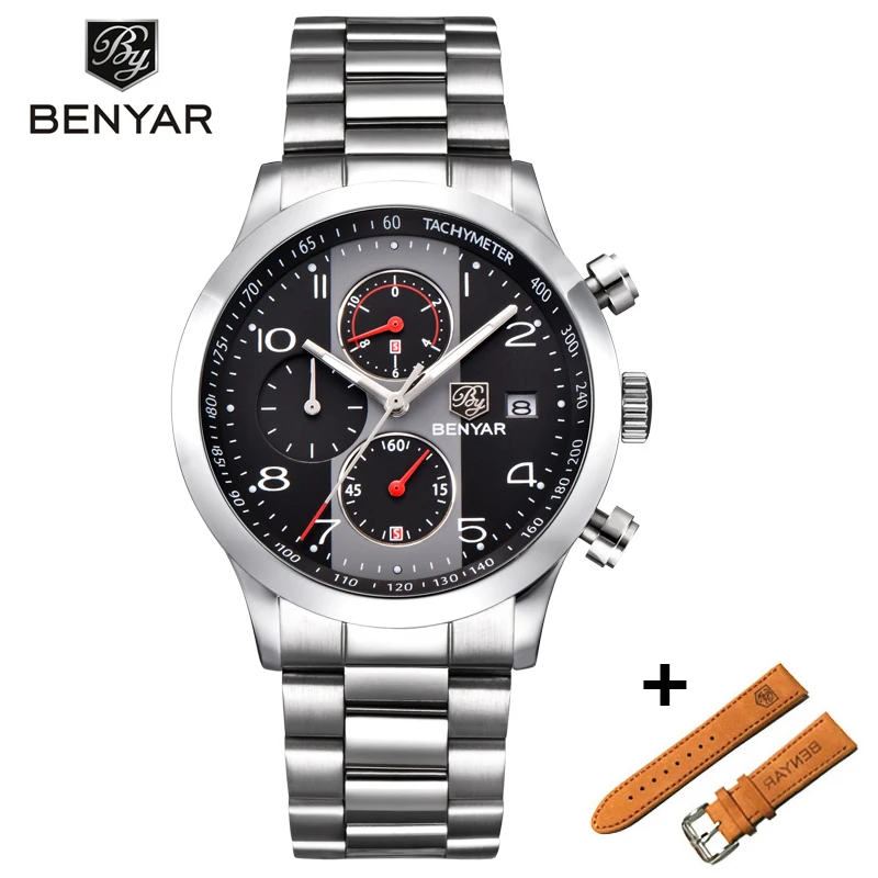 

Часы BENYAR мужские, спортивные, кварцевые, с кожаным ремешком