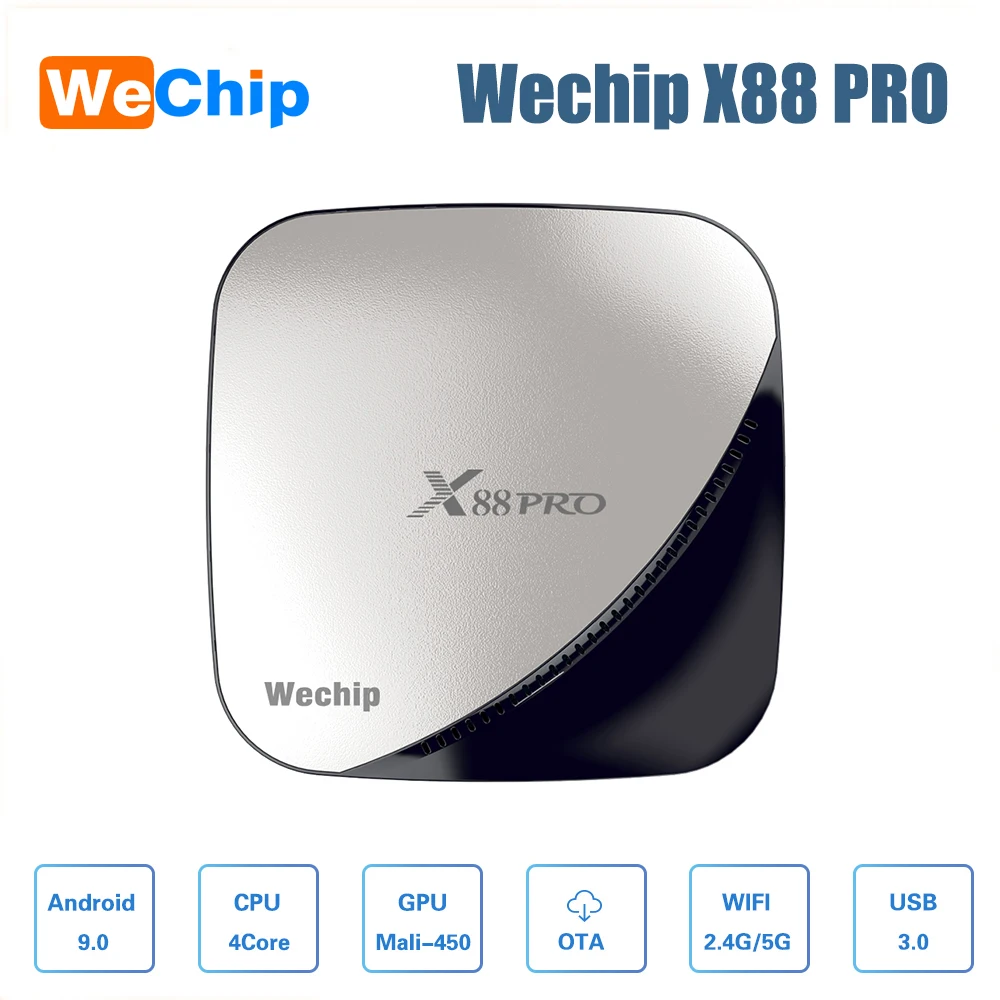 Wechip X88 Pro ТВ коробка Android 9 0 RK3318 2 4G/5G WI FI 4G DDR4 sd карты до 64 Гб памяти на носителе eMMC