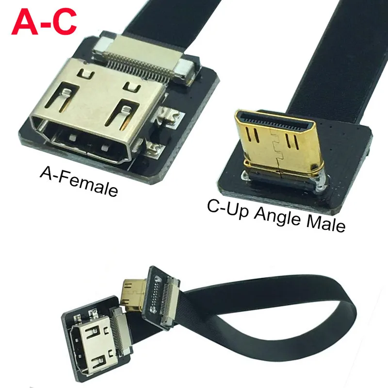 

FPV female to Mini HDMI-compatible male 90 degree UP Adapter 5cm-100cm FPC Ribbon Flat HDMI-Cable Pitch 20pin Plug Connector