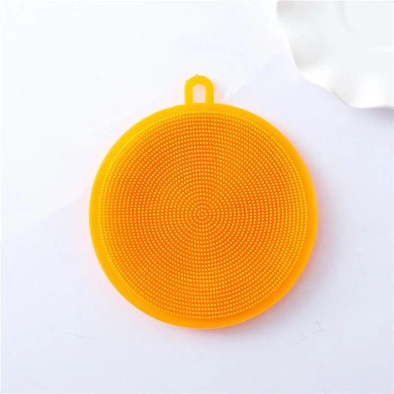 Orange 1Pcs Силиконовая губка для чаши, кастрюли, мытья кухонных принадлежностей, мытья посуды, инструмент для приготовления пищи, Чистящая губка, чистящая щетка - Цвет: Orange 1Pcs