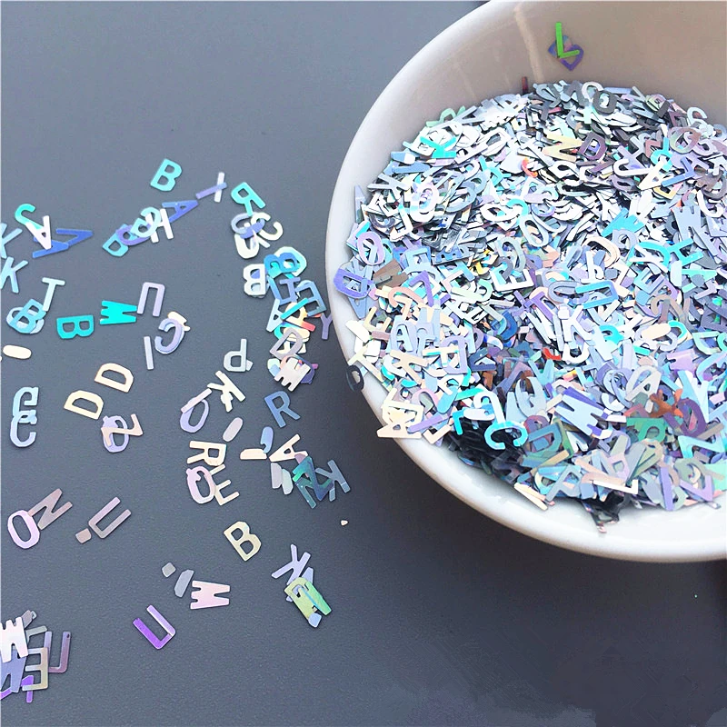 

Ultrathin 4mm Mixed Letter Shape Sequins Nail DIY Glitter Paillette Laser Eo-Friendly PET Sequin Nails art Manicure Material 10g