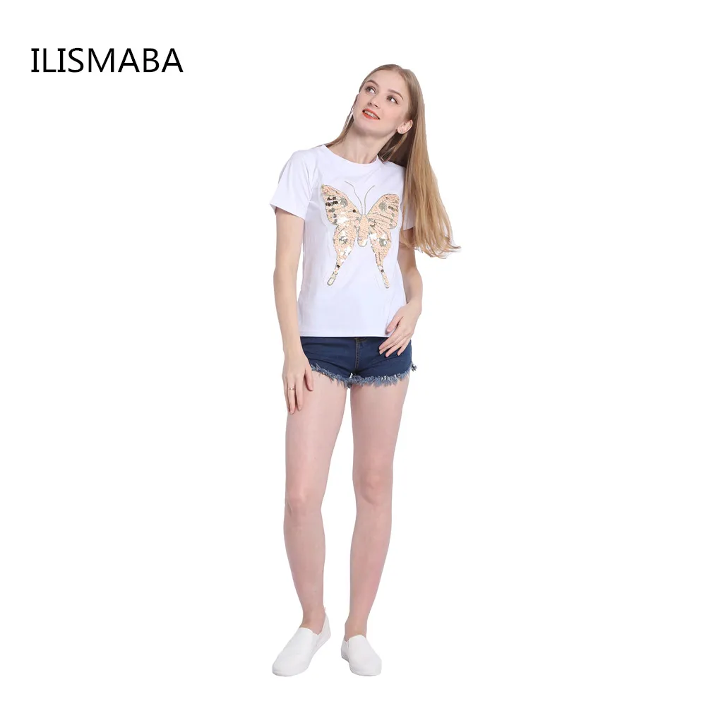 Ilismaba Лето 2017 г. прекрасный MS модные Рубашка с короткими рукавами круглым вырезом