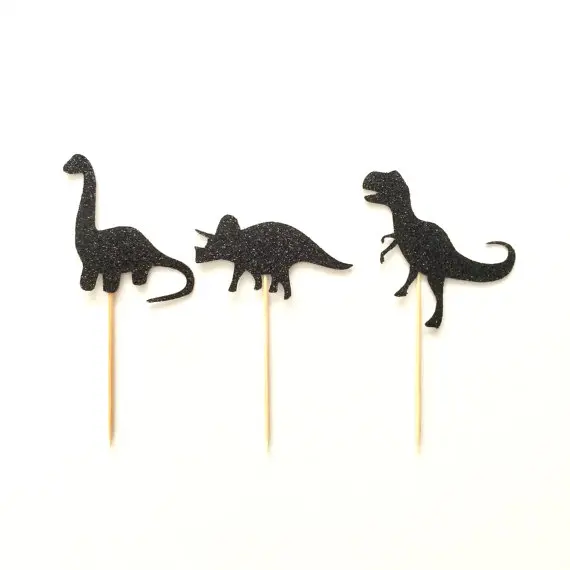 

glitter Dinosaurs Cupcake toppers boys birthday bridal shower Wedding engagement Bachelorette party toothpicks