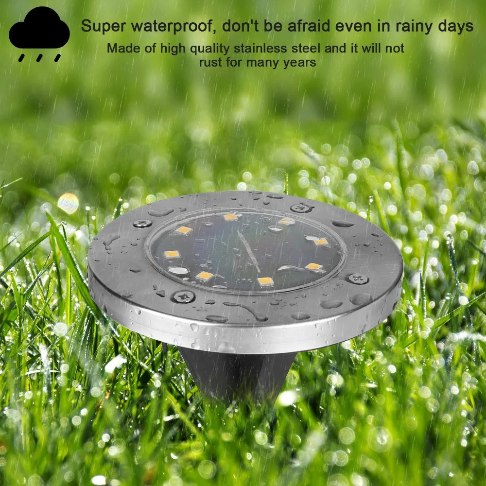 Солнечный Подземный свет 4 шт Водонепроницаемая садовая дорожка настенная лампа