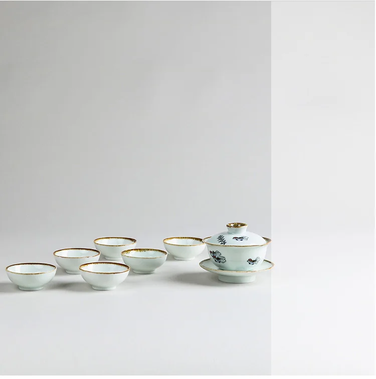 Китайская чайная супница набор Gaiwan керамическая чайная посуда наборы ручная роспись костяной фарфор синий и белый фарфор Чайный набор кунг-фу чаша