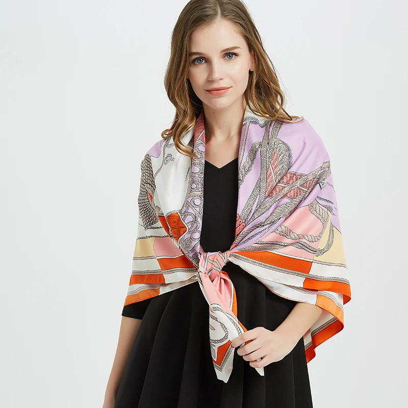 [FEILEDIS] 2019 Женские Большие шали с принтом палантины квадратная бандана роскошный