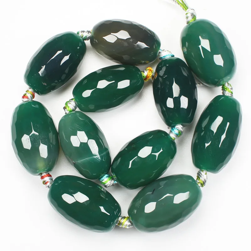 Green 11 шт, 15-18x25-28 мм граненые овальные Агаты бусины, для изготовления ювелирных изделий своими руками - Цвет: Green
