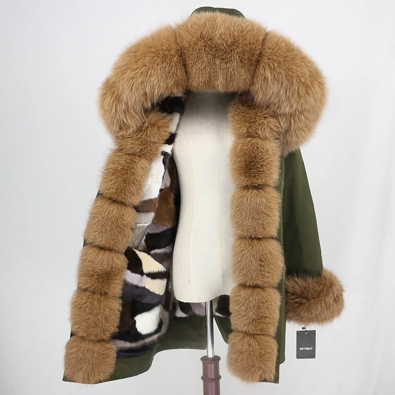 green camel OFTBUY, водонепроницаемая длинная парка, натуральный мех енота, капюшон, натуральный мех норки, подкладка, пальто, зимняя куртка, женская верхняя одежда, съемная - Цвет: green camel