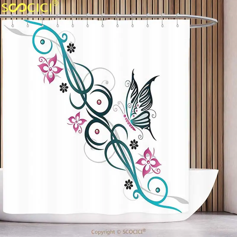 

Декоративная занавеска для душа, украшение для татуировок, сердце, ангел, крыло, счастливый череп, как Серебряная маска, искусство рисунка, черный, белый и серый