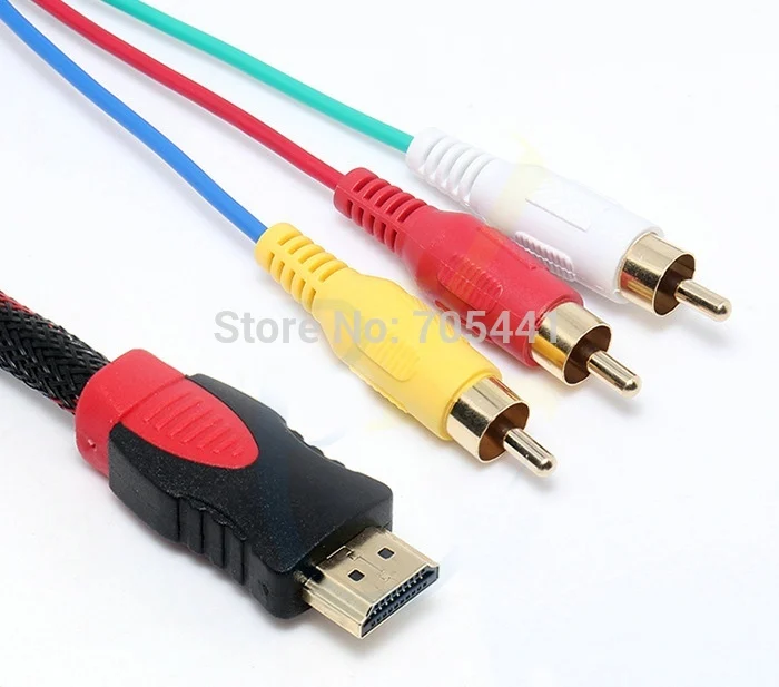 20 шт./лот Бесплатная доставка 1 5 м HDMI штекер к 3RCA Видео Аудио AV кабель HDTV VGA 3 Шнур