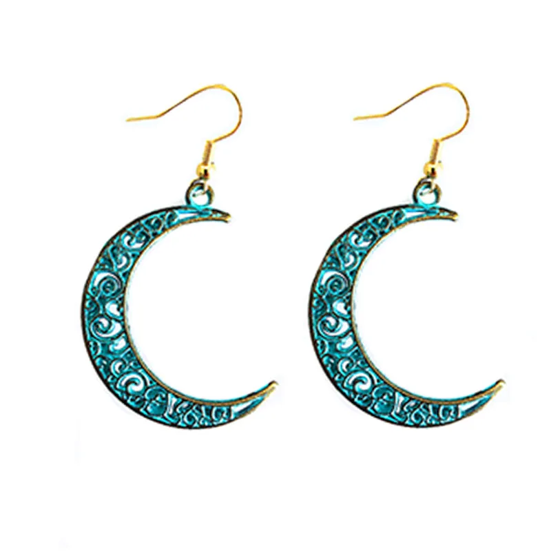 Jhumki винтажные Бронзовые женские серьги с лунным цветком в форме руки, хиппи, цыганский родовой, пакистанский, этнический, милый, ювелирное изделие для женщин
