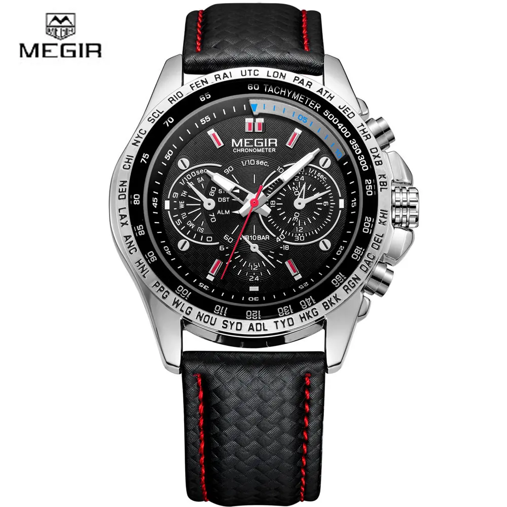 Часы наручные MEGIR Мужские кварцевые люксовые брендовые светящиеся в стиле